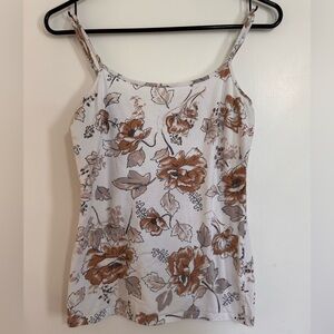 LOFT Floral Camisole in Brown and Cream